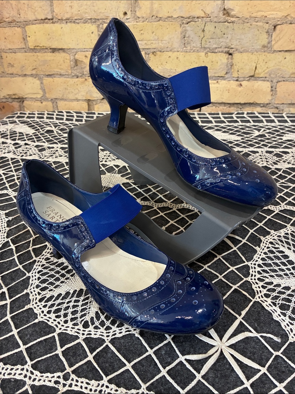 Franco Sarto Relic Royal Blue Patent Leather Mary Jane Heels, 9.5